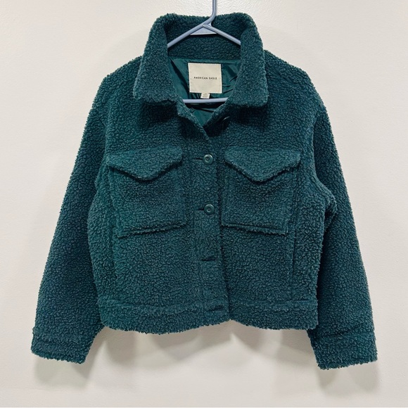 American Eagle Outfitters Jackets & Blazers - American Eagle Outfitters pine green earthy Sherpa Jacket size oversized XXS